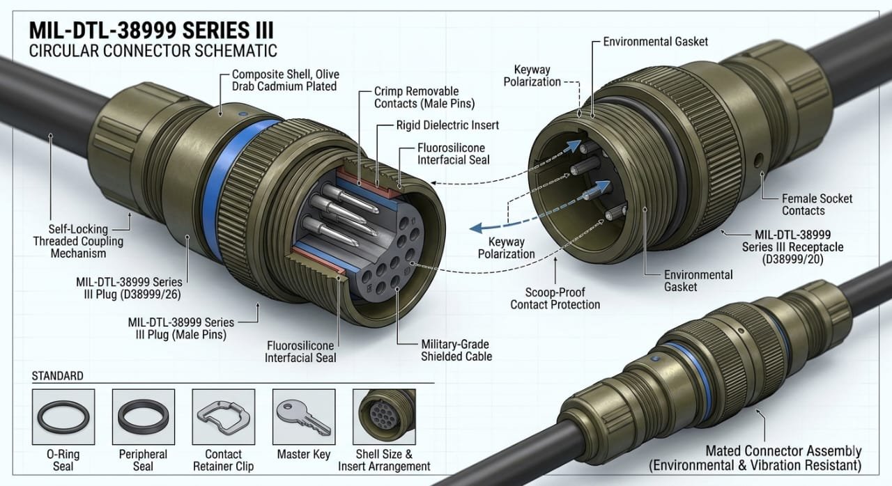 MIL-DTL-38999 Series III circular connector schematic